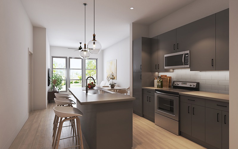 well lit kitchen